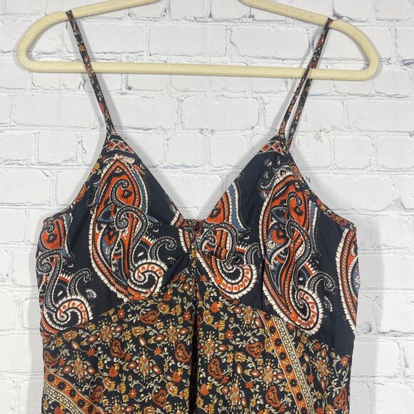 Coline Dress Women L/XL Brown Below Knee Floral Patchwork Bohemian Prairie Beach - Picture 3 of 15